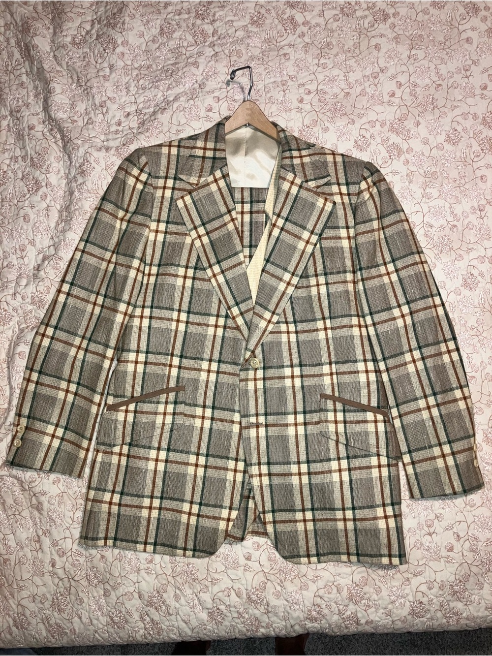 Vintage Johnny Carson Plaid Tweed 3pc Suit